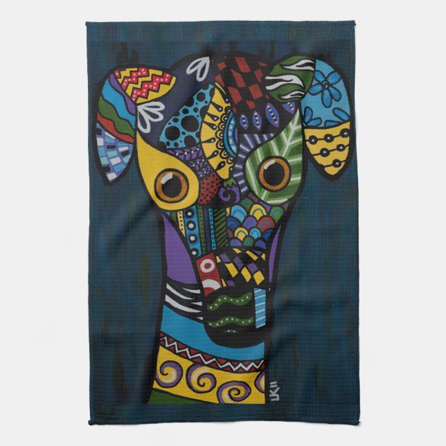 Vinthund - pensionerad tävlings- vinthundrädding kökshandduk (Vertikal)