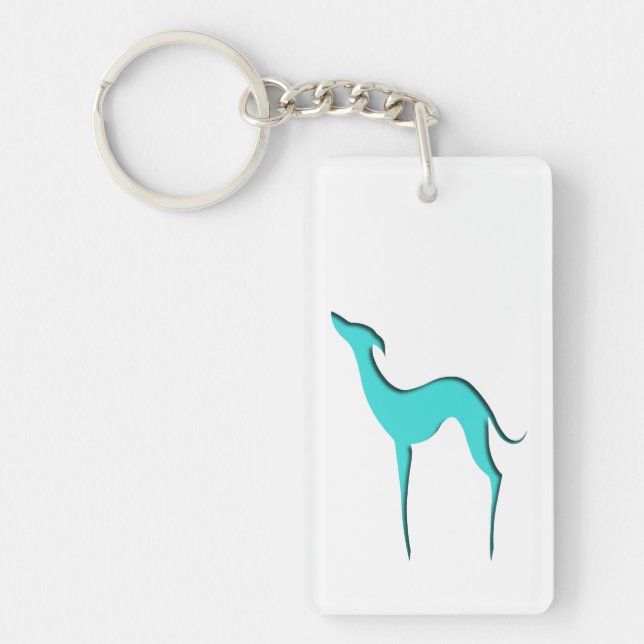 Vinthund-/Whippet turkossilhouette Keychain (Framsidan)