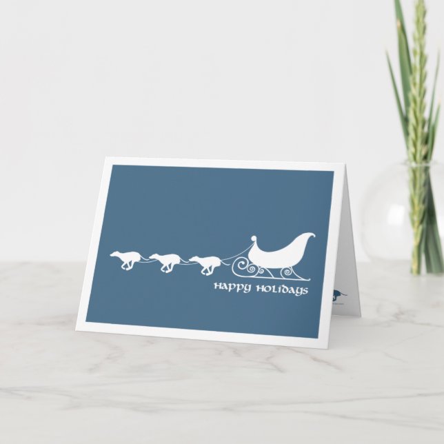 Vinthundar som drar Santas Sleigh Helgkort (Framsida)