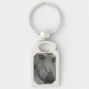 Vinthunden synar keychain rektangulärt silverfärgad nyckelring