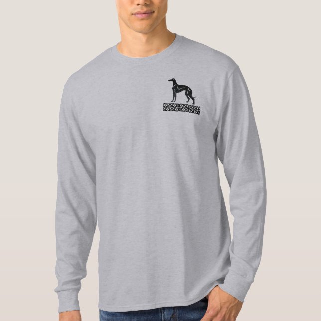 Vinthundhund i svartvitt tee shirt (Framsida)