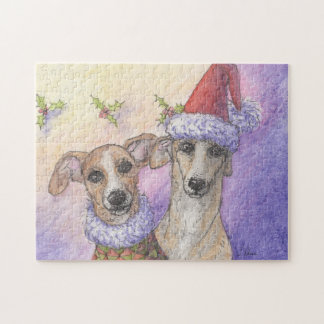 Vinthundhundar som överför julönskemål pussel