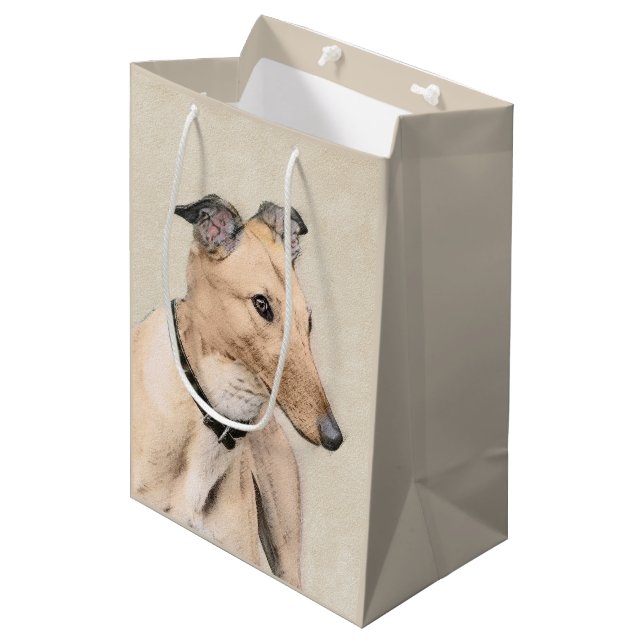 Vinthundmålning - gullig original- hundkonst (Framsidan Vinklad)