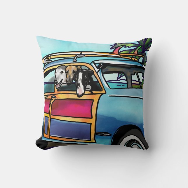 Vinthundsurfahundar i Hawaii Kudde (Framsida)