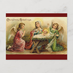 Vintjuren, änglar Mary Jesus Vykort