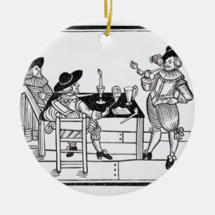 Vintners i ett Tudor ölhus, från ett häfte ', Julgransprydnad Keramik