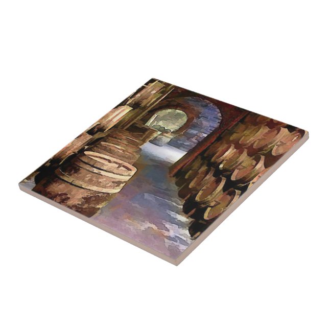 Vintrummor i vinkällare kakelplatta (Sidan)