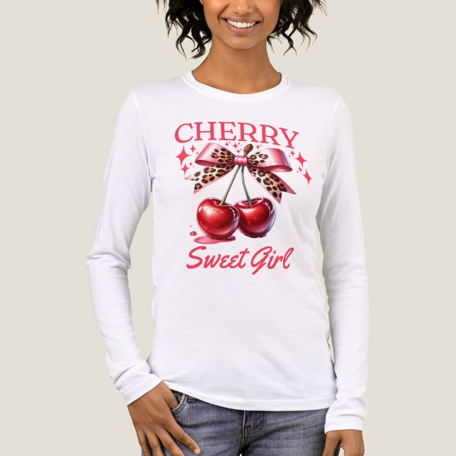Vintsge Cherry and rosa bow women's T Shirt (Framsida)