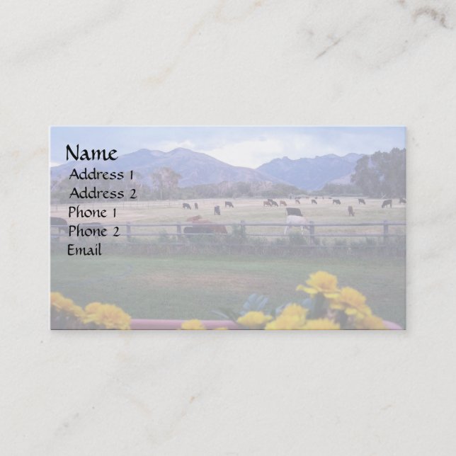 Vinus på betesmark visitkort (Framsida)