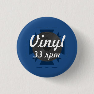 Vinyl 33 r/min., blått/vit/grå färg knapp