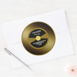 Vinyl 45 Guldskiva Familjadress Runt Klistermärke