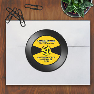 Vinyl 45-postetikett Personlig Adress-etikett Runt Klistermärke