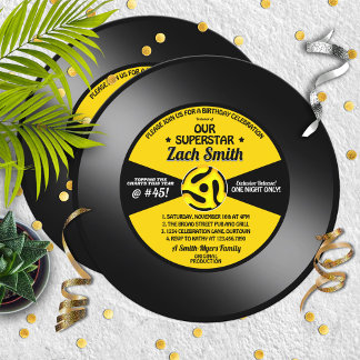 Vinyl 45 Record Party, vimisk Vintage Inbjudningar