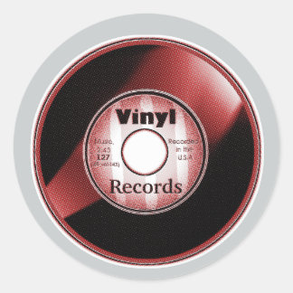 VINYL 45 RPM-skiva, Röd/Vit Runt Klistermärke