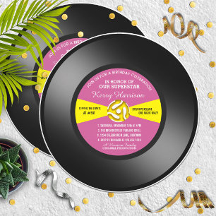 Vinyl 45 skiva födelsedagsfest inbjudan