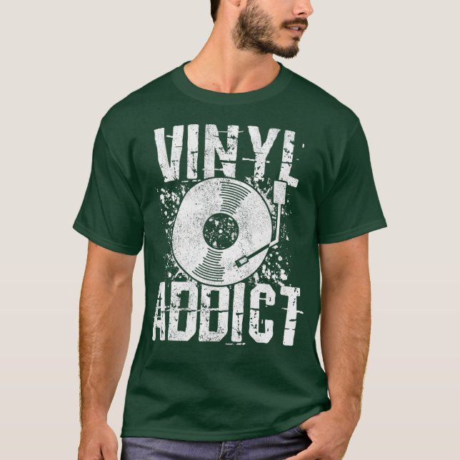 Vinyl Addict - Retro Music DJ Old school Shirt T (Framsida)