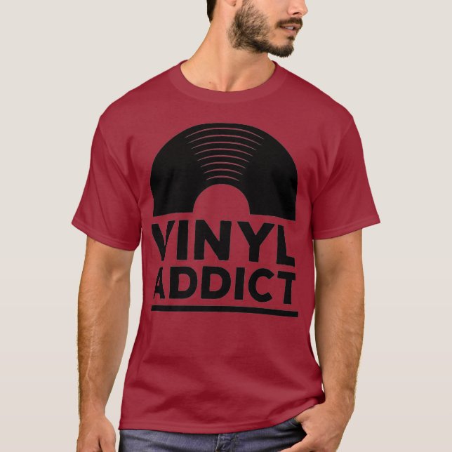 Vinyl Addict Tee Retro Old school Music DJ (Framsida)