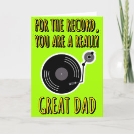 Vinyl Älskare Skiva Grön Fars Dag Kort