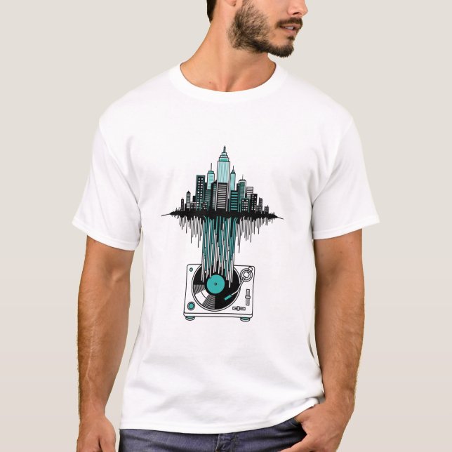 Vinyl City Soundwave | Modern Art Music Älskare T Shirt (Framsida)