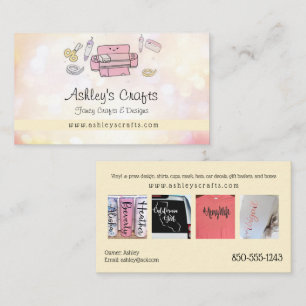 Vinyl Crawing and Design - Gult Bokeh Glitter Visitkort