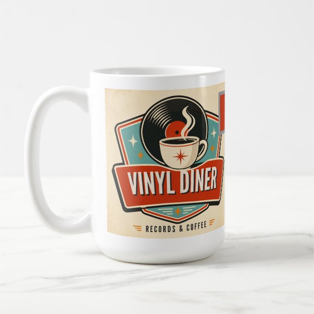 Vinyl Diner Records & Coffee – Retro Musik Kaffemugg (Vänster)
