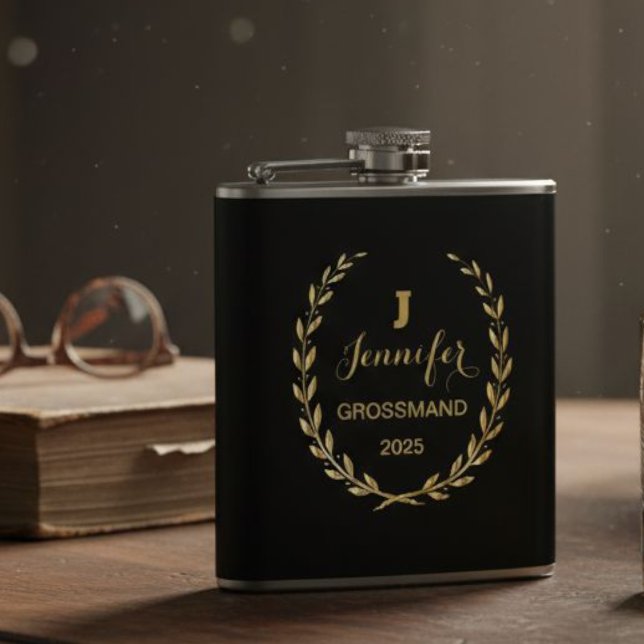 Vinyl flask with personalized black design  fickplunta (Skapare uppladdad)