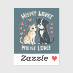 Vinyl för Tecknaden för Cute Cat & Hund Funny Pet  Klistermärken