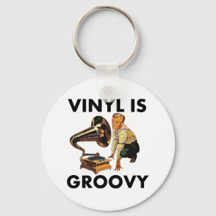 Vinyl is Groovy Record Collector Humor Funny Pun Nyckelring