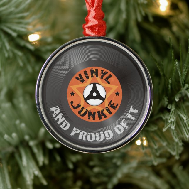 Vinyl Junkie - och stolt över det Julgransprydnad Metall (Träd)