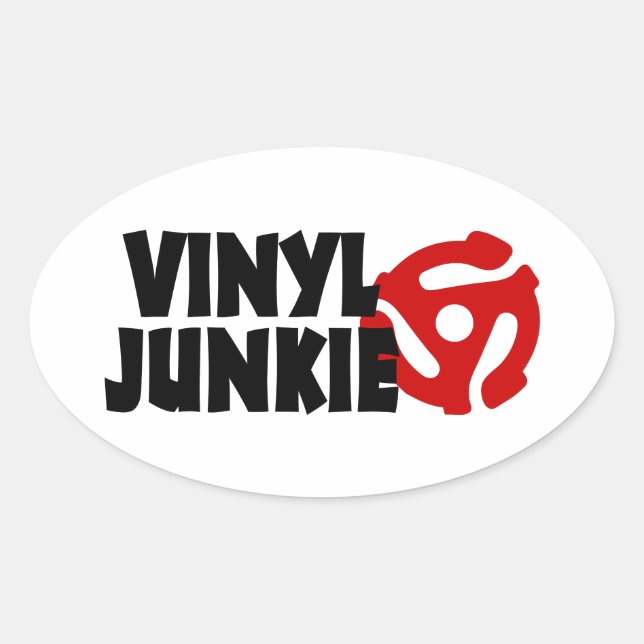 Vinyl Junkie Ovalt Klistermärke (Framsida)