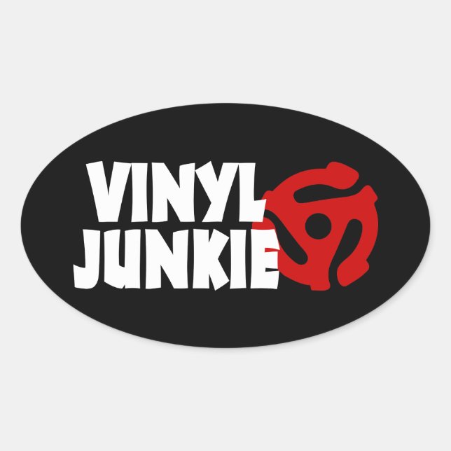 Vinyl Junkie Ovalt Klistermärke (Framsida)