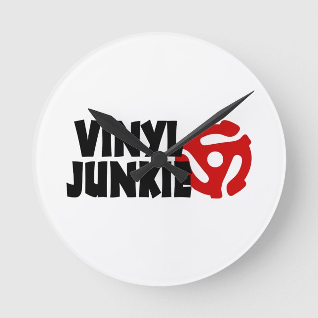 Vinyl Junkie Rund Klocka (Framsida)