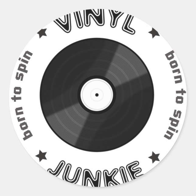 Vinyl Junkie Runt Klistermärke (Framsida)