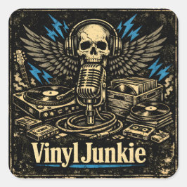 Vinyl Junkie – Skivsamlaren Analog kärlek Fyrkantigt Klistermärke
