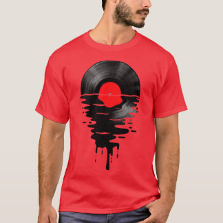Vinyl LP Music Record Sunset Red T Shirt