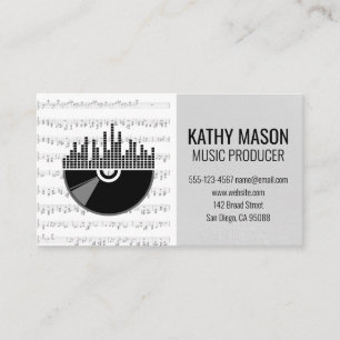 Vinyl Musik noter Musikproducent Visitkort