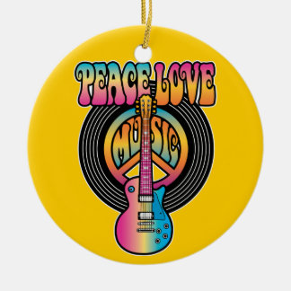 Vinyl Peace Kärlek Music Julgransprydnad Keramik