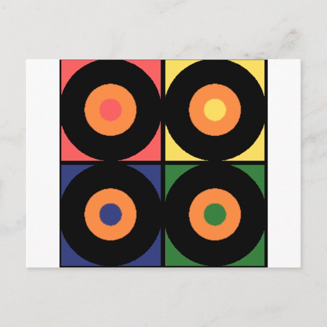 Vinyl Pop Art Vykort (Framsida)