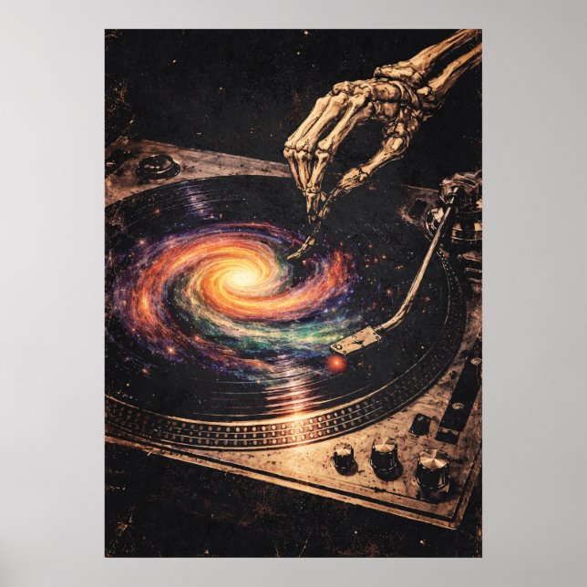 Vinyl Reaper, Retro-Grungy Music Art, Abstract Poster (Framsidan)