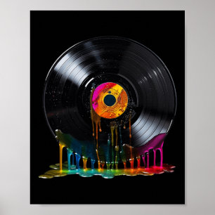 Vinyl Record Colorful Retro Vintage Vinyl Record T Poster