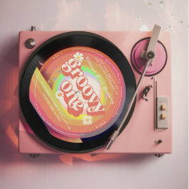 Vinyl Record Groovy ett första födelsedag Inbjudningar