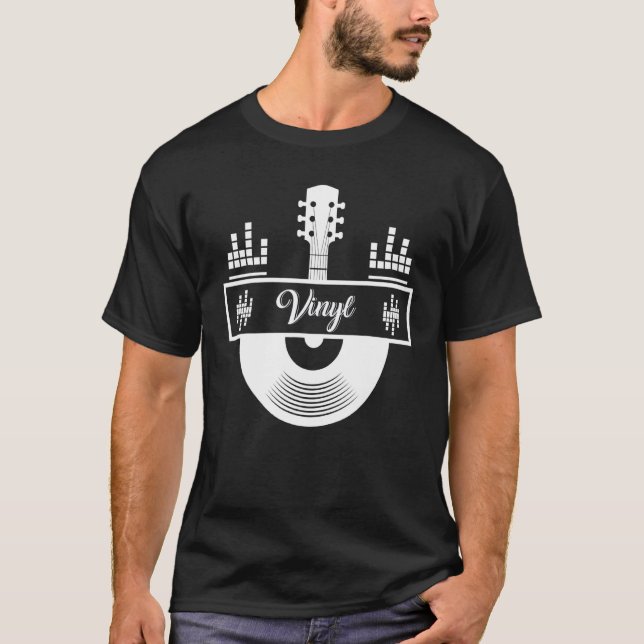 Vinyl Record Guitar Music T Shirt (Framsida)