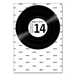 Vinyl Record Monogram Mönster White Bordsnummer