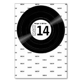 Vinyl Record Monogram Mönster White Bordsnummer