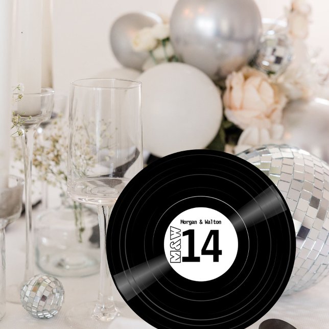 Vinyl Record Monogram Photo Bordsnummer - vit (Skapare uppladdad)