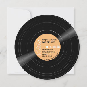 Vinyl Record Monogram Retro Spara Datumet