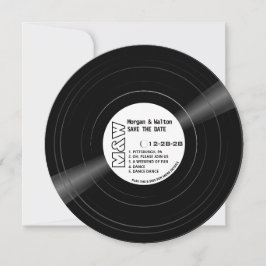 Vinyl Record Monogram - vit etikett Spara Datumet