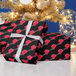 Vinyl Record Mönster Anpassningsbar Red Wrapping P Presentpapper