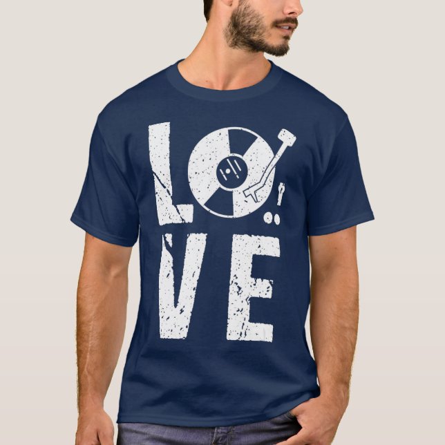 Vinyl Record Music EDM Retro T Shirt (Framsida)