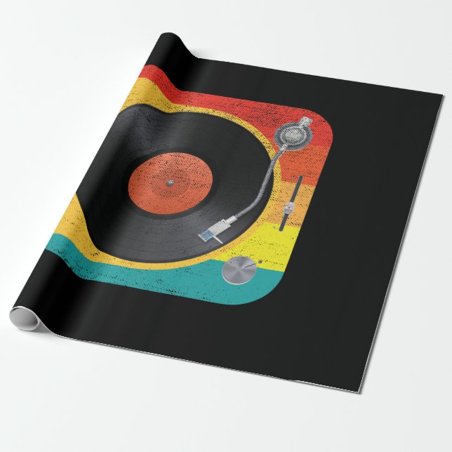 Vinyl Record Player Presentpapper (Utrullad)